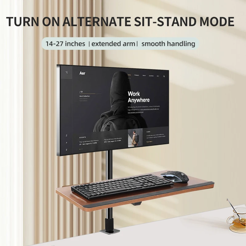 Suporte de Desktop Movimento Completo 360 Graus Aço Monitor Titular 14 27 Braçadeira Base Monitor Montagem Braço Teclado Bandeja Organizador Mesa Xd06 - Imagem 4