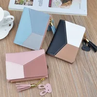 Holder Arrival Fashion Short Wallet Zipper Wallet Splice Patch Fashion Wallet Multi Card Slot Zero Wallet Card Holder Leather 2