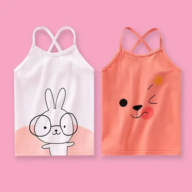 Cotton Children's summer Vest Cartoon Colored Kids Camisole Children Tops Summer Baby Singlet Girls Undershirts Tank
