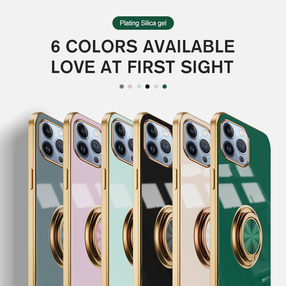 Per Iphone 15 Pro Max Custodia Luxury Galvanotecnica Magnet Holder Ring Antiurto Tpu Soft Cover Aifon Iphoen Ipone 14 Promax Plus