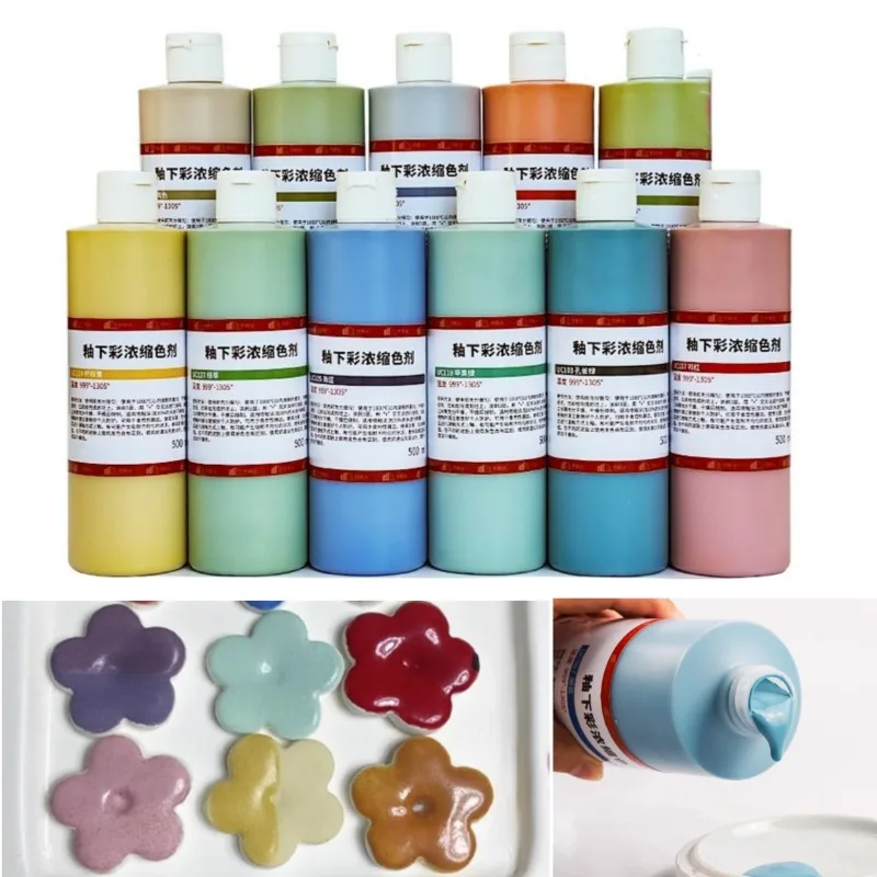 500ml Under Glaze Medium Temperature Concentrate Pigment Ceramic Glaze Pigment 999&deg;-1305&deg;DIY Pottery Painting Coloring Dye