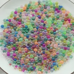 Vibrant Mini Glass Beads for Creative Jewelry Crafting - 16 Multicolor Bubble Designs, Hole - Free (Mix color)