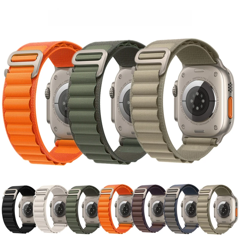 Suitable for iwatch Ultra Series 6 7 8 9 Watch Series 49mm High Mountain Nylon Loop G-shaped Buckle 44/45mm Watch Strap Accessories_voghion.com