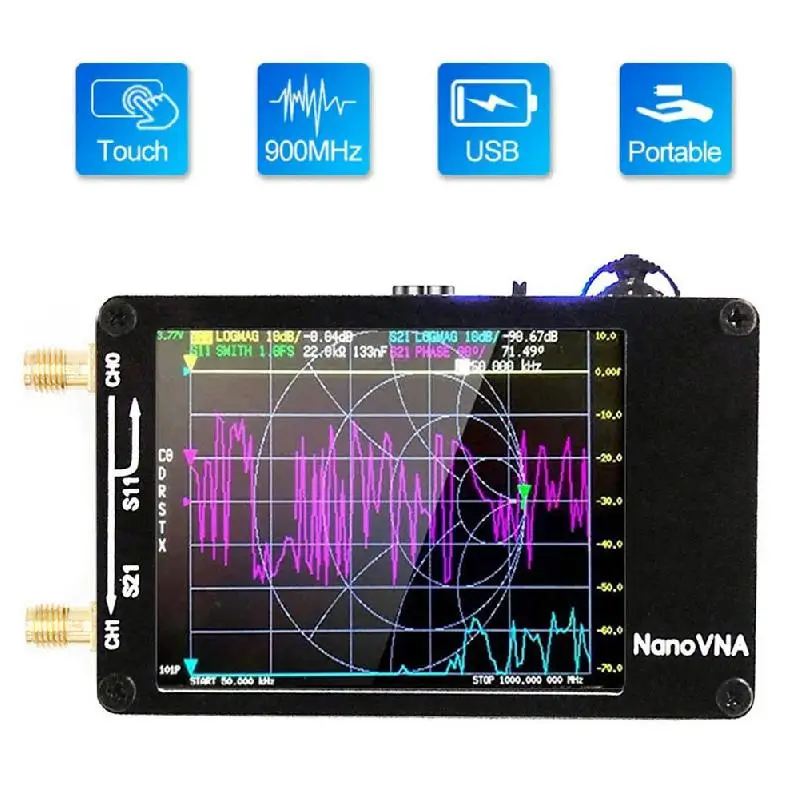 Analizzatore Antenna Di Rete Vettoriale Nanovna-H 10Khz-1.5Ghz Mf Hf Vhf Uhf Con Slot Per Scheda Sd Nano Vna-H Tester Spectrumanalizzatore