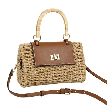 Borsa a Tracolla da Donna Casual Boho in Paglia Intrecciata Leggera Fatta a Mano per Vacanze Estive al Mare e Resort