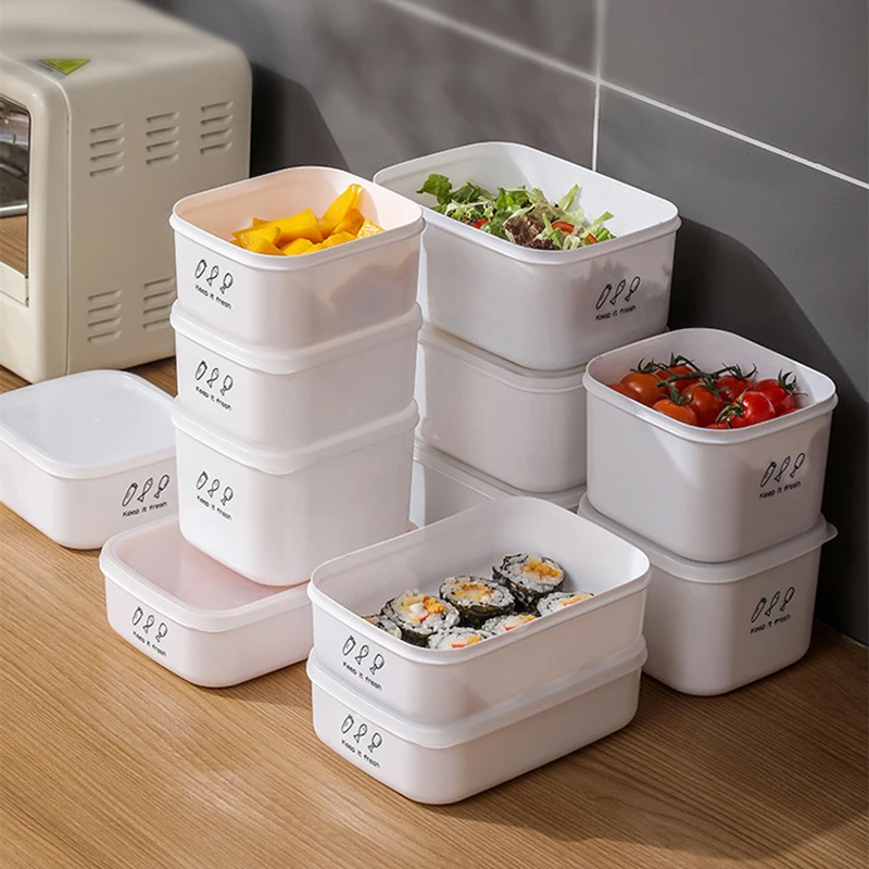 Fridge Food Storage Container with Airtight Lid , 6 Removable Plastic Small  Boxes, Reusable Fruit & Vegetable Organizer, Stackable for Storage Storage