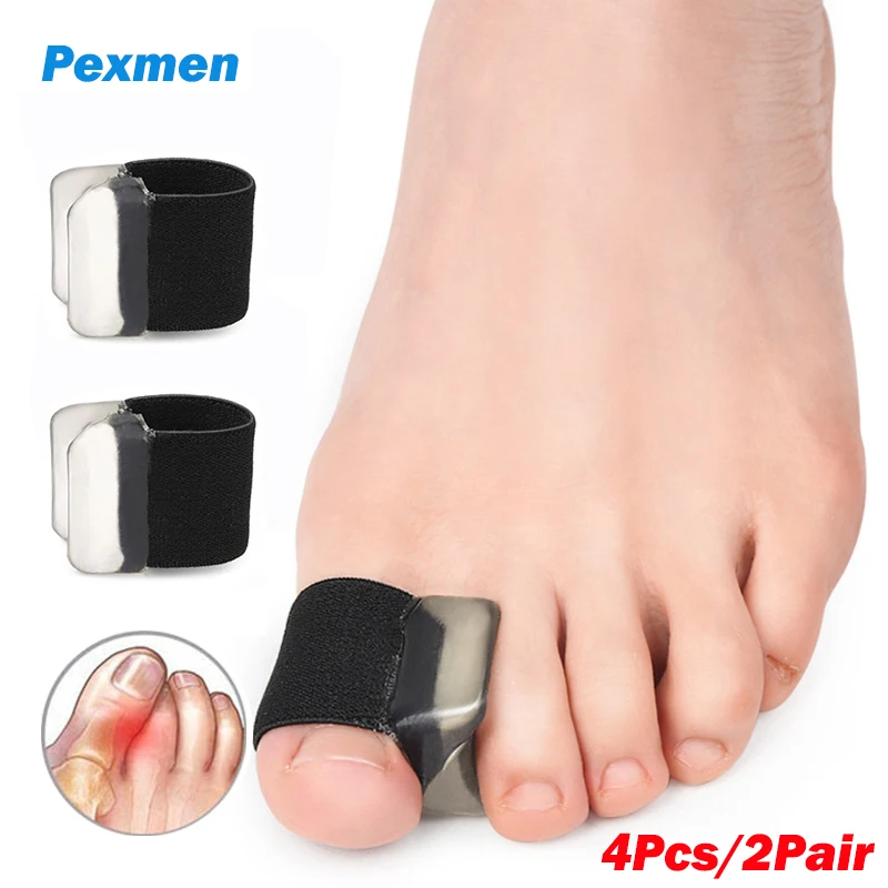 Pexmen 4Pcs/2Pair Gel Toe Separators Bunion Corrector for Overlapping and Hammer Toe Relief with Toe Spacers Silicone Toe Tube pexmen 2 4pcs toe separators gel toe spacers bunion corrector spreader for bunions overlapping toes and drift pain relief pads