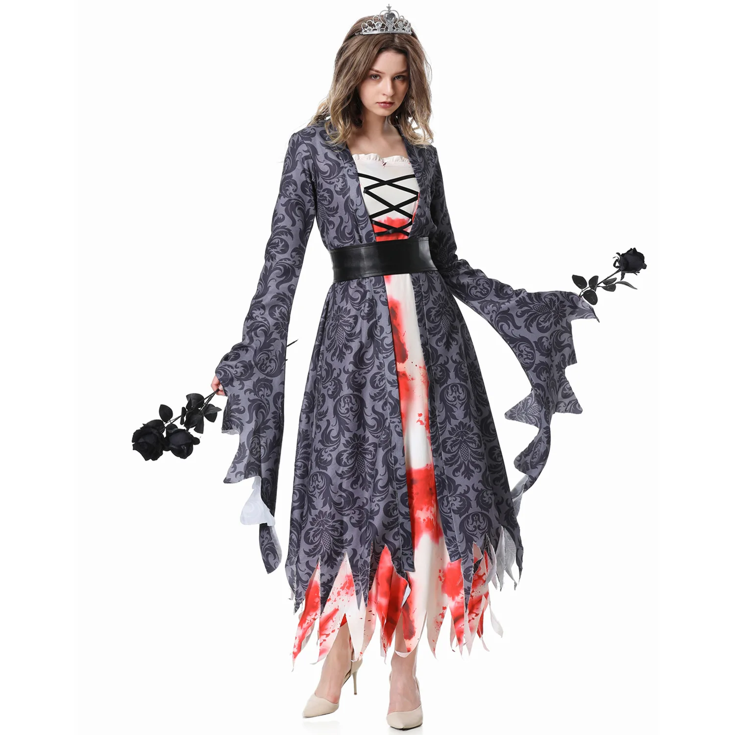 Halloween Costumes for Women Cosplay Nurse Dress Student Uniforms Queen Skirt Ladies Bloodstained Silk Stockings Ghost Vampire
