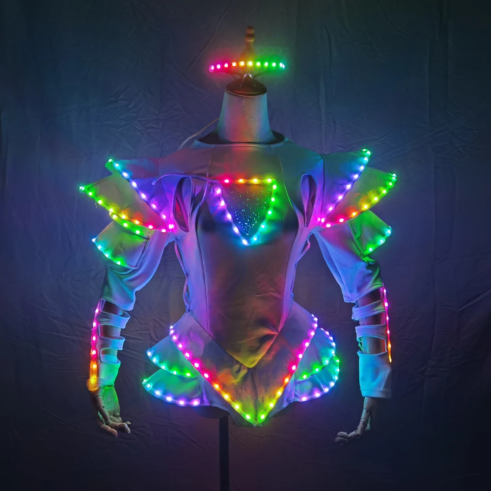 LED Female Warrior Suits Luminous Costume Suits Light Clothing For