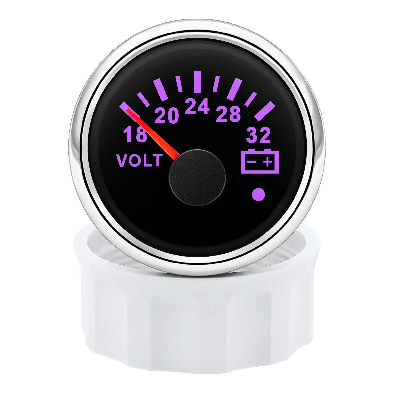 52mm Voltmeter 7 Farben Hintergrundbeleuchtung Spannung 8-16V 18-32V Volt Meter Gauge mit Warnlicht Universal für 12V 24V Boot Auto Marine – Detail 15