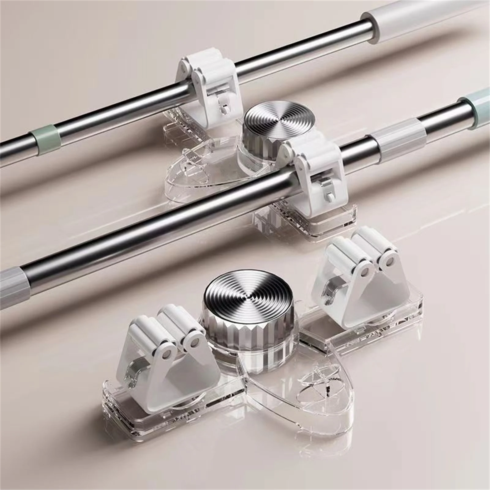 Wall Mounted Storage Rack Bathroom Kitchen Broom Mop Storage Hook Non Perforated Mop Clip Household Suction Cup Organizer Holder