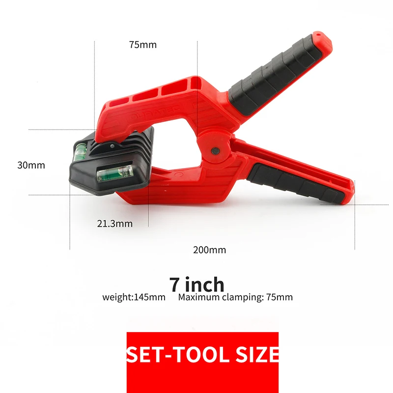 Description Picture 3 of itemHeavy Duty Spring clamp DIY Woodworking Tools Wood Work Plastic Nylon Clamps Spring Clip for Carpenter with a Bubble Level