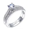 1 pair Vintage Halo 925 Sterling Silver Wedding Ring Set For Women Lady Anniversary Gift Jewelry Bulk Sell