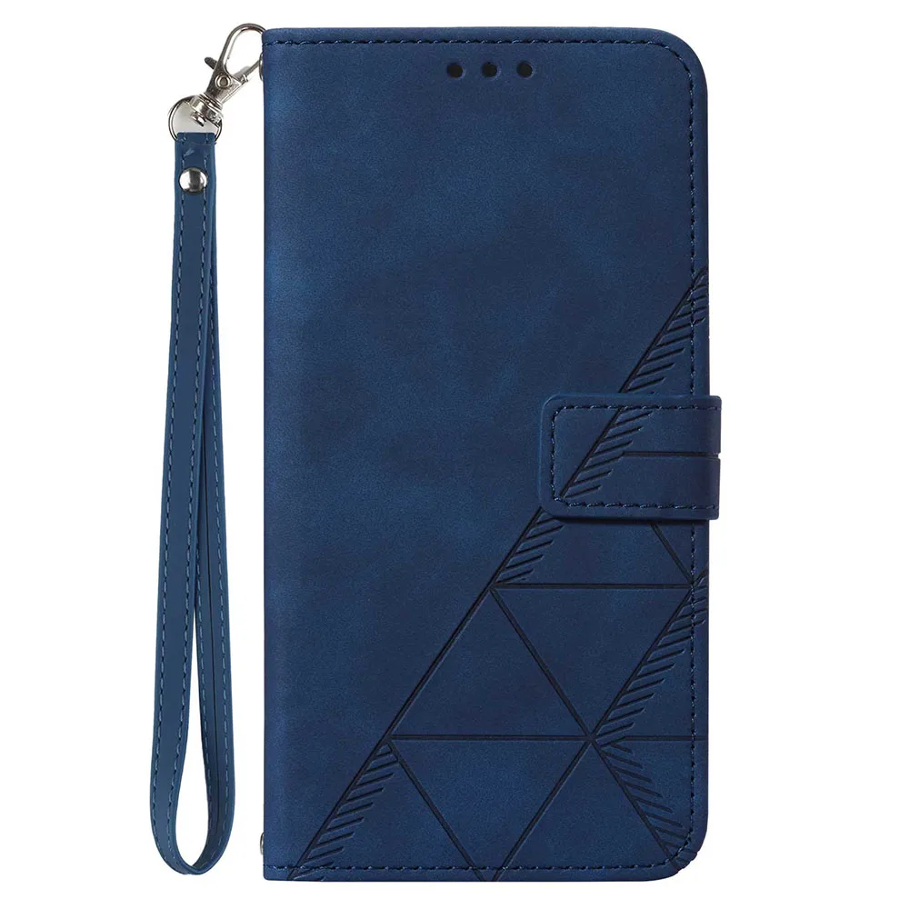 Geometric Leather Wallet Phone Case with Card Slots and Back Cover