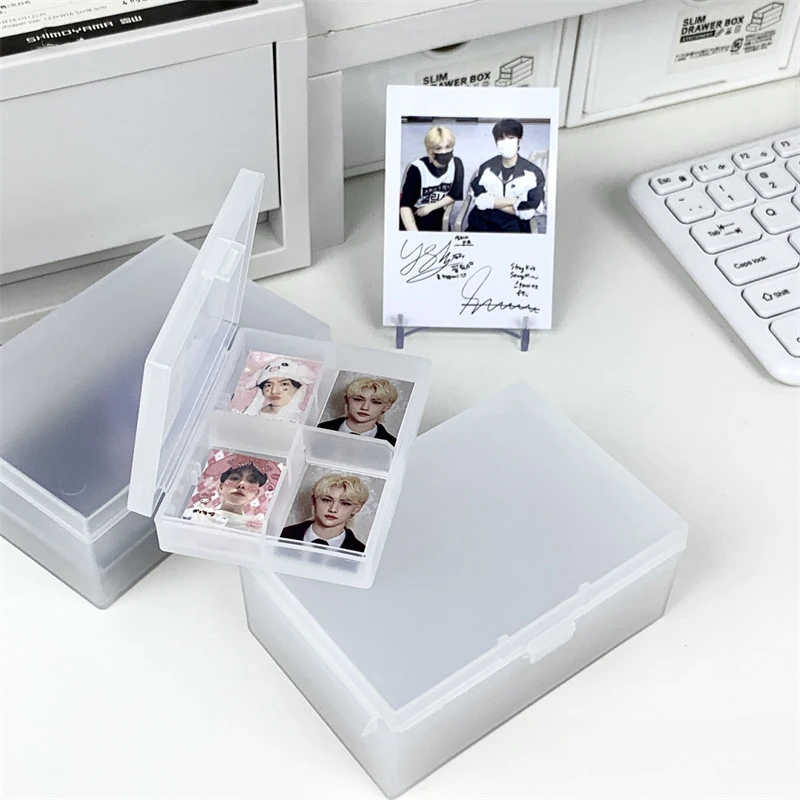 

Frosted Flip Storage Box Transparent Photocard Storage Case Kpop Idol Albumes Photo Organizer Box Desktop Stationery Container