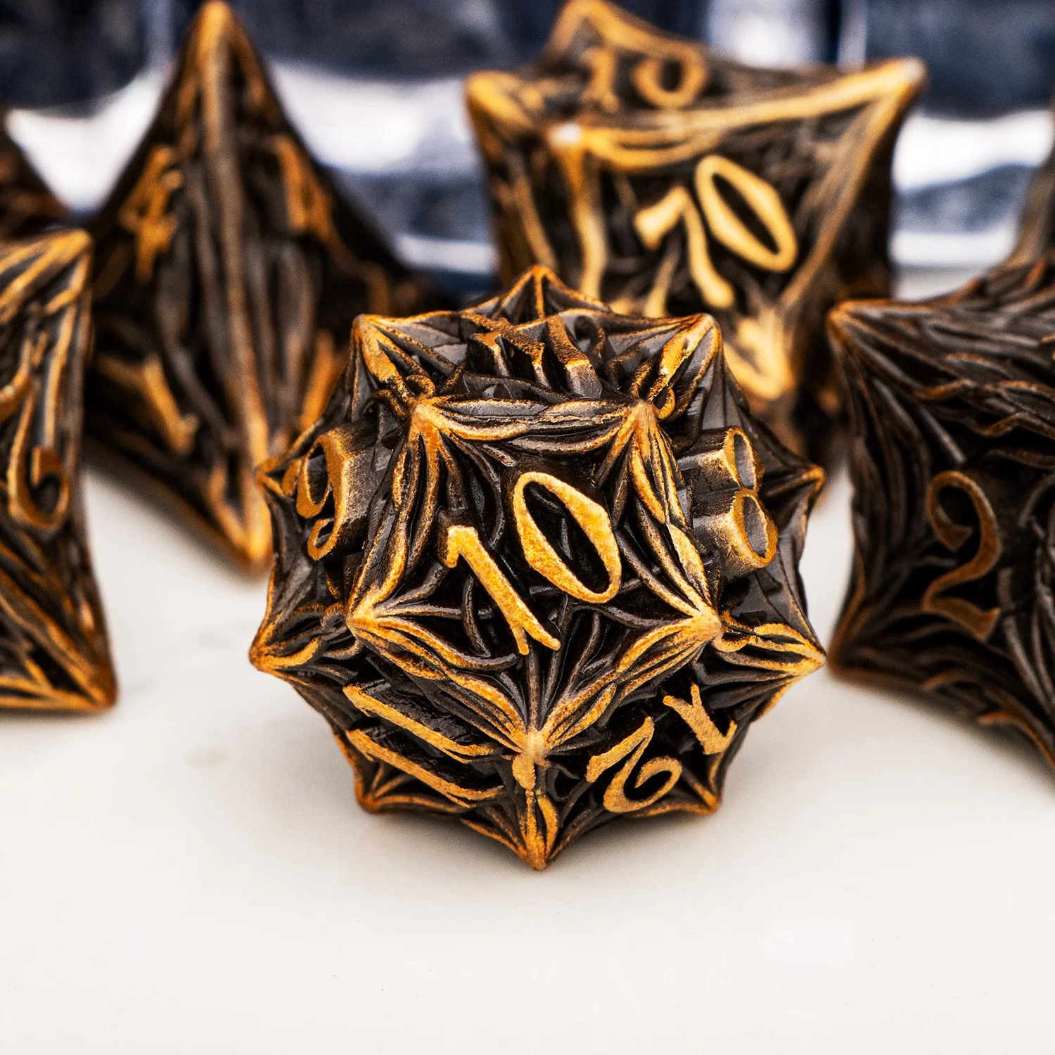 OGCOPHEN D and D Tree Root Dnd Metal Role Playing Game Dice Set for Dnd D6 Dungeon and Dragon Blood Dripping D&D Roll Dice Set
