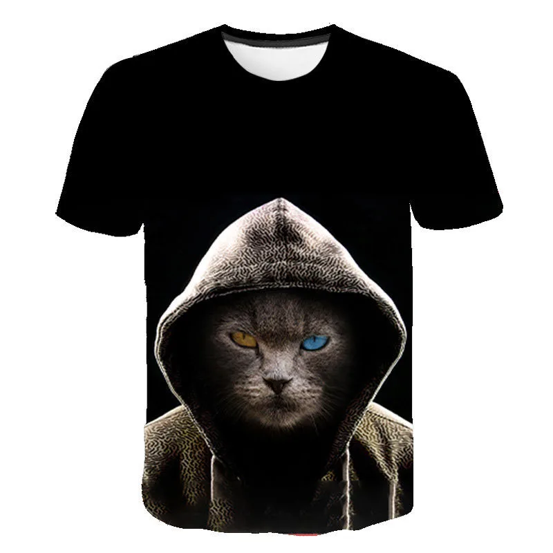 

Футболка мужская/женская с 3d-принтом кота, модный повседневный топ с коротким рукавом и круглым вырезом, лето 2021