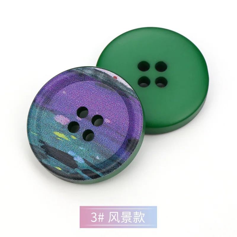 5pcs Resin round 4 holes Buttons landscape print 17mm-34mm Sewing accessories for clothing Decorative Buttons Handmade DIY 4