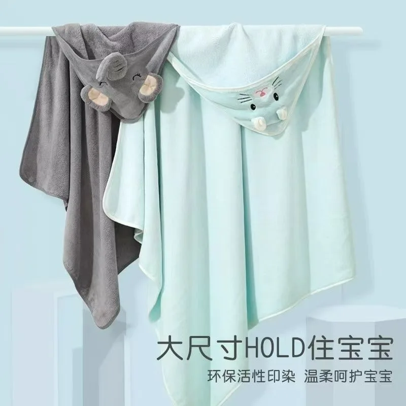 Children's Robes Cartoon Baby Bathrobe Towel Kids Clothes Boys Girls Wash Swimming Hoodie Robe Swaddle Blanket 90*90CM