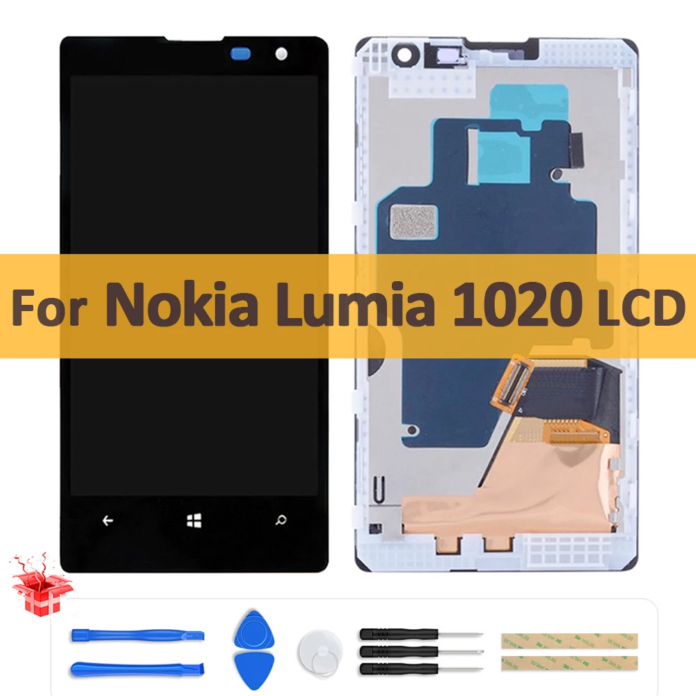 Display Lcd Originale Da 4.5 "Per Nokia Lumia 1020 Rm-875 Rm-877 Rm-876 Lcd Touch Screen Digitizer Assembly Repair Con Cornice