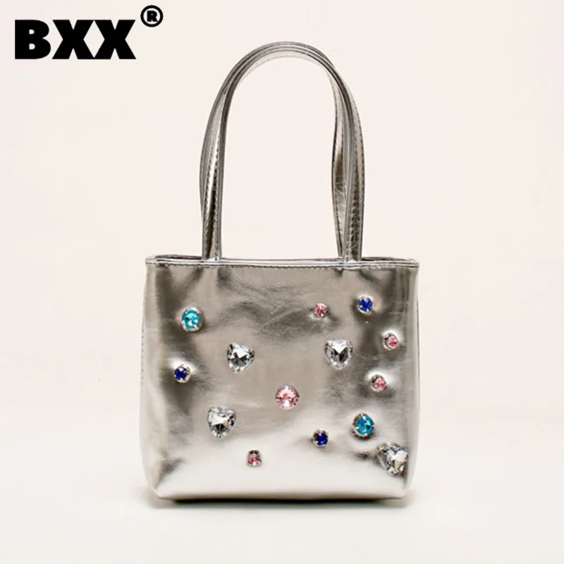 

[BXX] сумка на одно плечо с цепочкой на молнии, маленькая Изысканная портативная Серебристая и черная сумка, новинка 2023, 8CY287