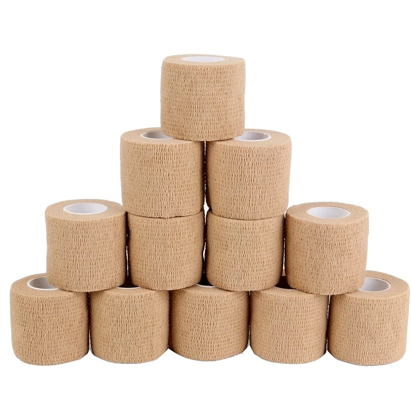 

Cohesive Tape,Self-Adhesive Elastic Wrap Bandage Tape(5X450cm, Pack of 12)-Skin Color