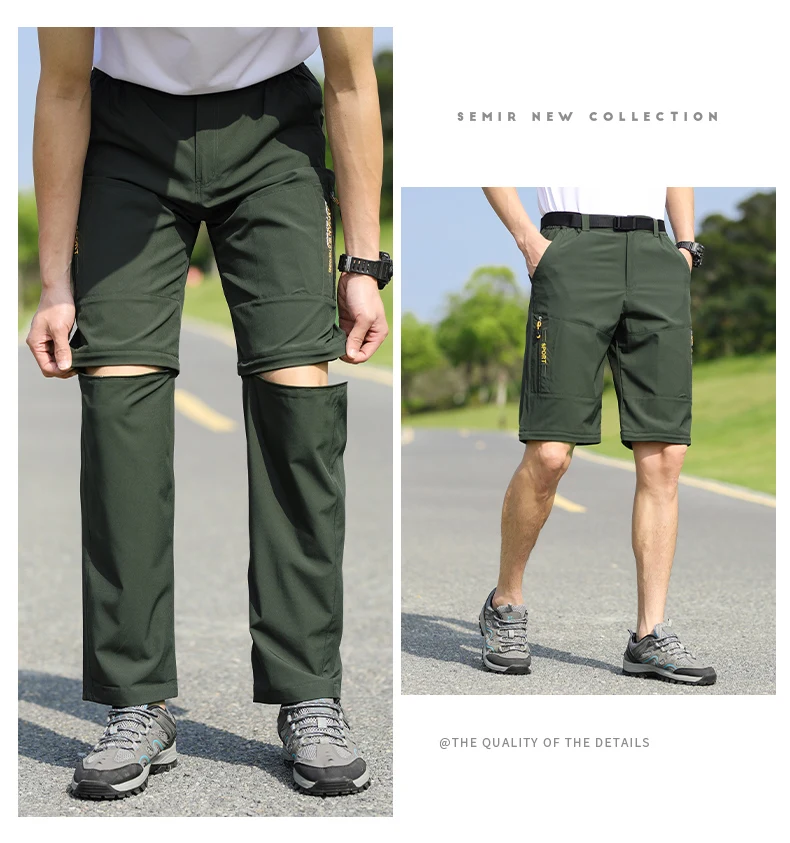 Men's Convertible Quick Dry Hiking Pants with Detachable Legs
