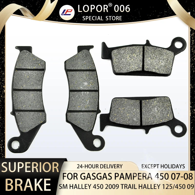 

LOPOR Motorcycle Brake Pads Front & Rear For GASGAS PAMPERA/450 07-08 SM 2009 TRAIL HALLEY 125/450 09