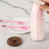 Clear Cotton Ball Pad Swabs Make Up Pads Dispenser Holder Organizer Container with Wood Lid Multifunction Bathroom Storage 5