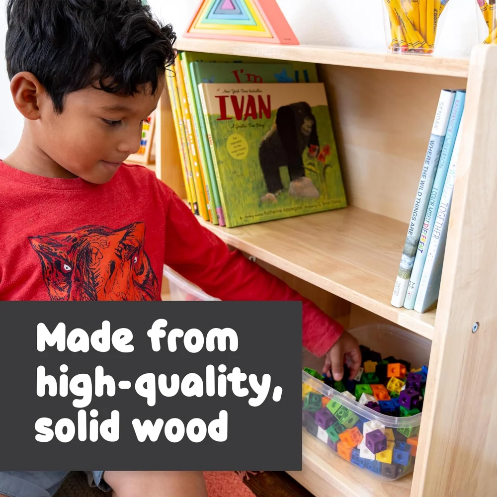 SPARK & WOW 5-compartment solid wood storage cabinet toy shelf organizer for kids shelves for classroom