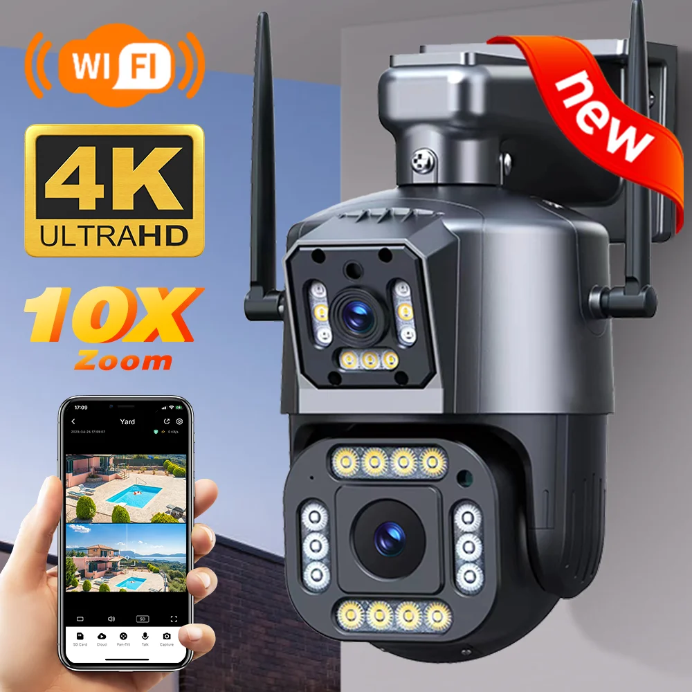 

8MP PTZ WiFi Camera Dual Screen 4MP Motion Detection Outdoor Security Protection IP CCTV Full Color Surveillance IPC360