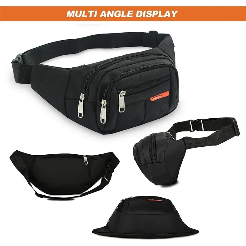 Men Waist Pack  zipper waist bag, large capacity, lightweight, portable, adjustable bag, suitable for outdoor hiking and running 6