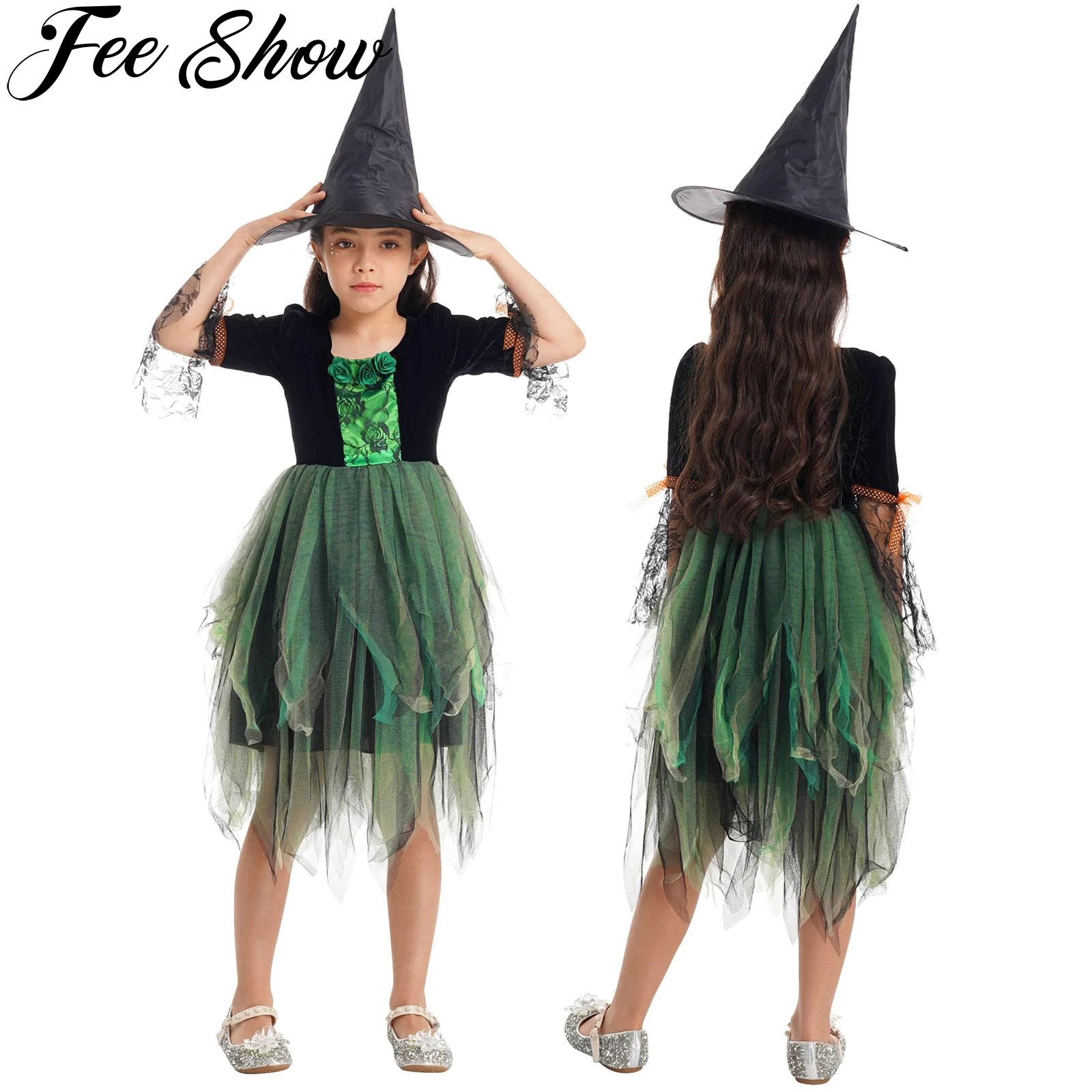 Disfraz de bruja de Halloween para niñas, tutú de princesa, vestido de tul  para niños, cuento de hadas, hechicera verde, Cosplay, fiesta, juego de  rol, vestido elegante| | - AliExpress