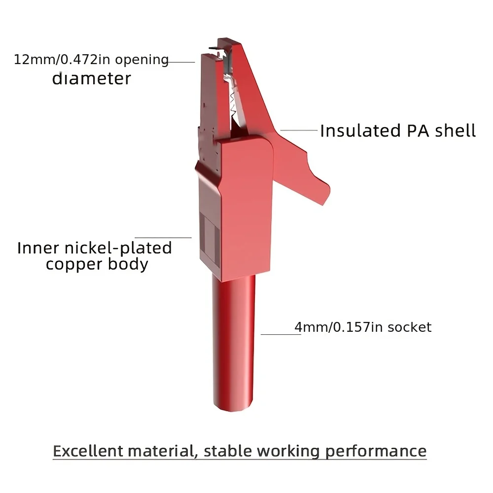 2 Pcs Alligator Clip，compatible with 4mm banana plug, durable fixture for electrical testing and experimental accessories