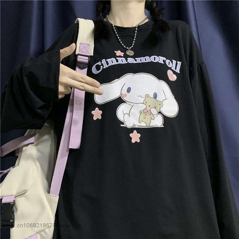 Sanrio cinnamoroll roupas com manga longa estilo japão harajuku