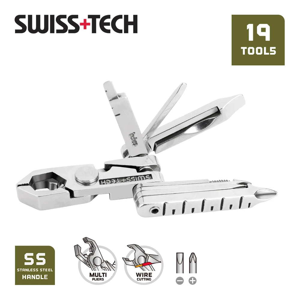 SWISS TECH 19 ב-1 מיני מברגים מתקפלים ניידים EDC כלי רב תכליתי כיס מברג כלי אופניים ערכת כלי טיולים בחוץ