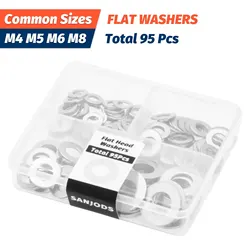 Enhanced Stainless Steel Washer Set - 260/95 Piece Assortment of Lock and Flat Washers (Washer Set)