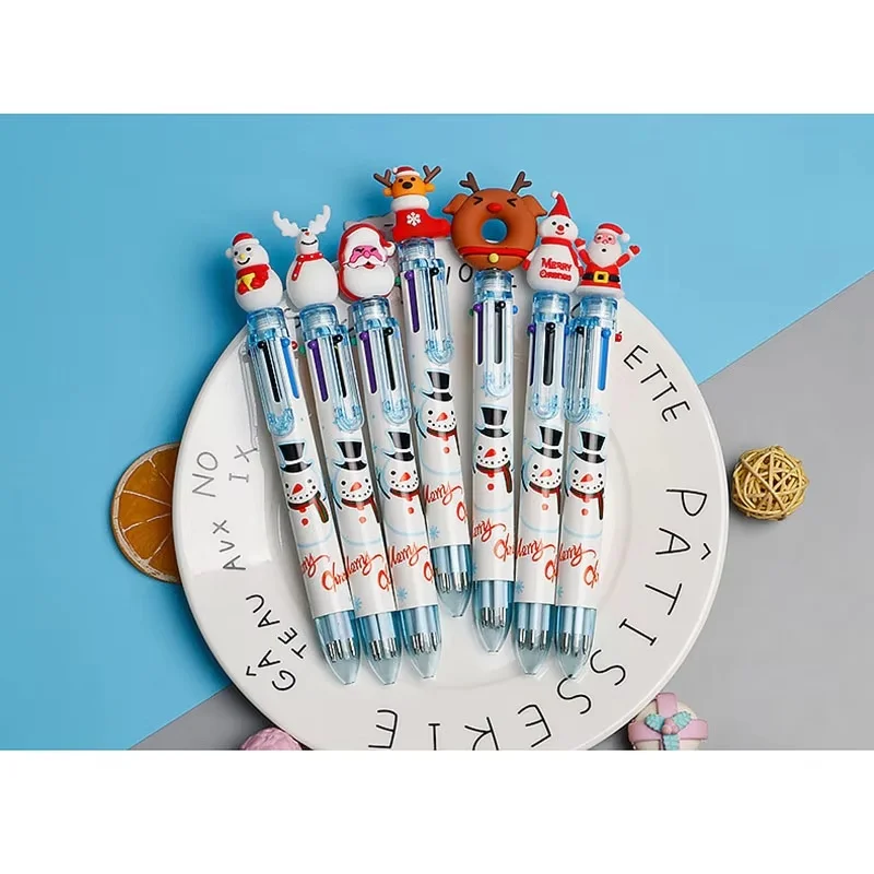 10-20pcs Cartoon Santa Claus Gel Pen 6 Color Student Gift Creative Kawaii Ballpoint Pen School Holiday Writing Stationery
