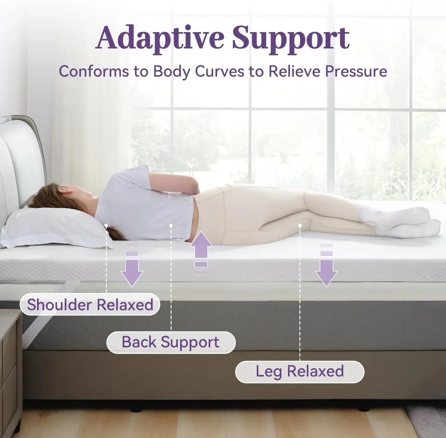 SINWEEK 3 Inch Gel Memory Foam Mattress Topper Queen Size, Ventilated High Density Pad for Back Pain, Bed Topper with Removabl 2