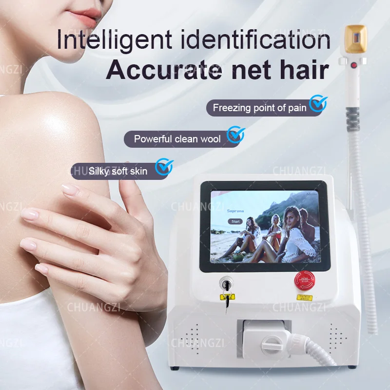 

2024New Portable Laser Diode 808nm Permanent Hair Removal Machine 755 808 1064 3 Wavelength painless