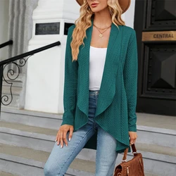 2023 Autumn Winter Women Elegant Fashion Twist Jacquard Irregular Cardigan Jacket Female Solid Long Sleeve Tunic Tops Loose Coat