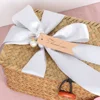 Seagrass Hand-woven Bow Storage Baskets Wicker Rattan Basket  with Lid Organizer for Desktop Sundaries Home Decoration 3