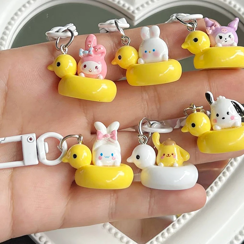 

Sanrio Cute Cartoon Anime Duck Keychain Lovely Car Key Chain For Girl Bag Pendant Decor School Bag Ornaments Accessories