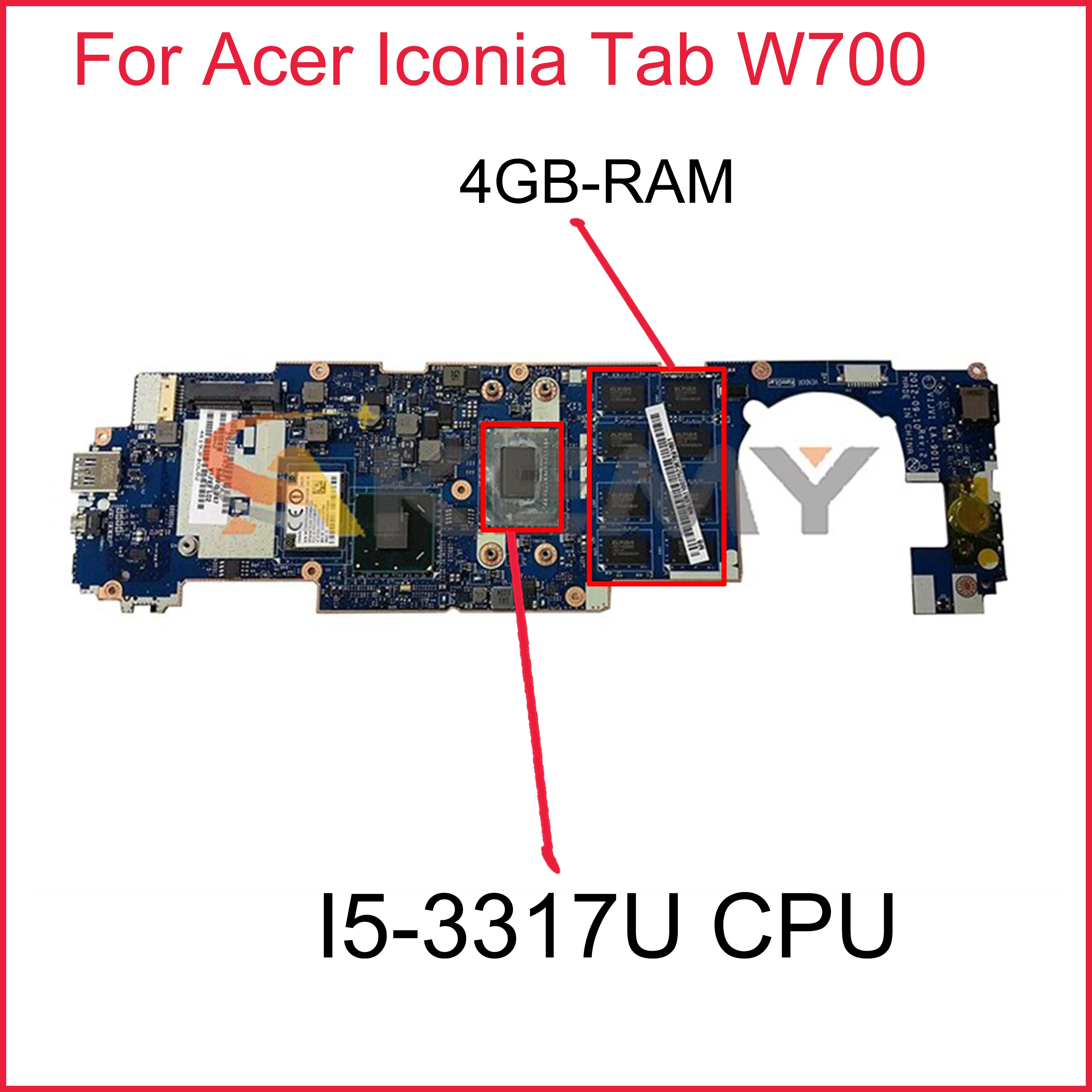 pc motherboard cheap NBL0E11004 For Acer Iconia Tab W700 Laptop Motherboard V1JV1 LA-9011P Mainboard With SR0N8 I5-3317U CPU 4GB-RAM 100% Tested latest motherboard for desktop pc