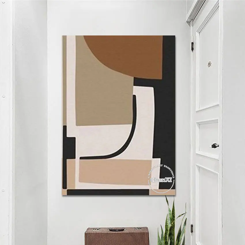 

100% Hand-painted Geometric Pattern Abstract Oil Painting Wall Picture Art Big Canvas Artwork Murals For Hotel Decoration