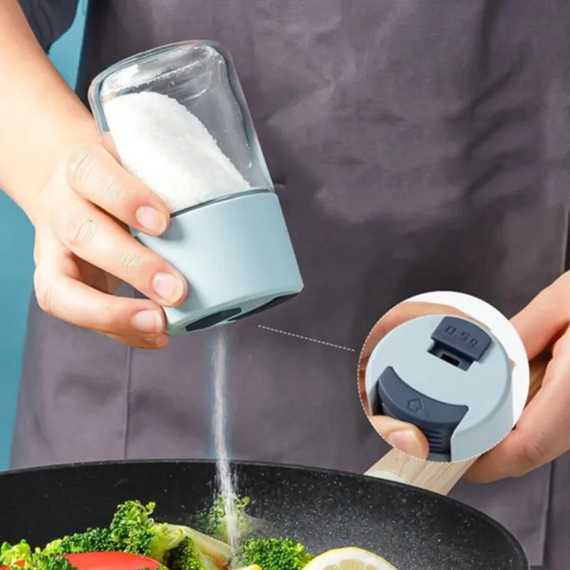 Multifunctional Spice Jar with Adjustable Pour Lid Kitchen Salt Pepper Sugar Seasoning Storage Container Easy Measure and Pour