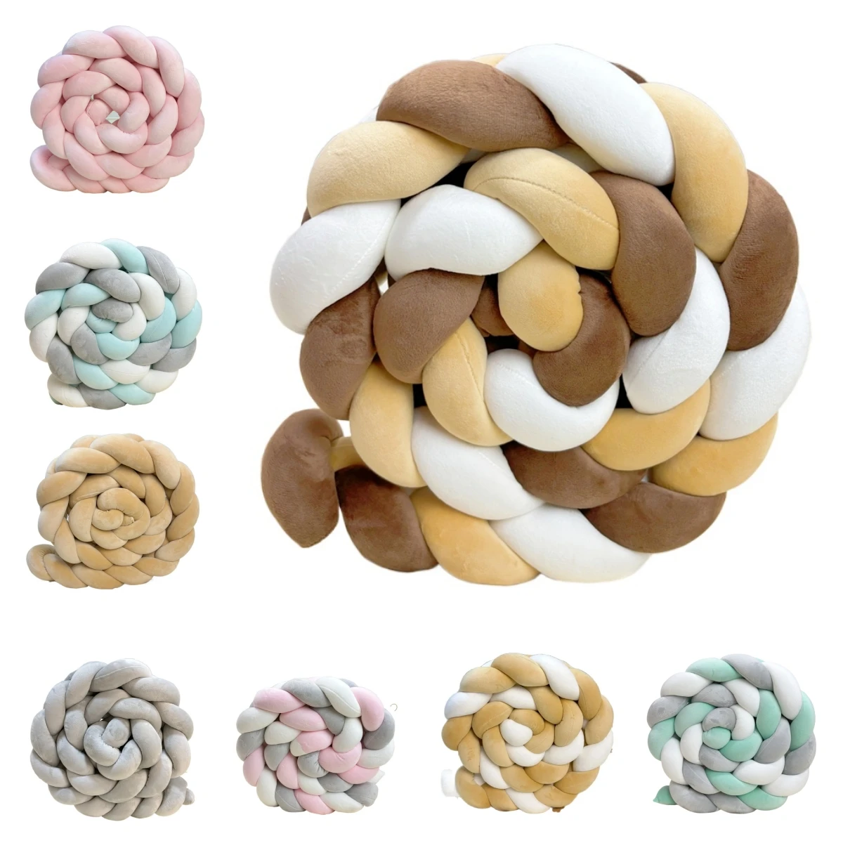1M/2M/3M/4M Baby Bed Bumper Infant Cradle Cot Protector Knot Braid Bumper Plush Pillow Cushion Crib Anti-collision Room Decor crib bumper