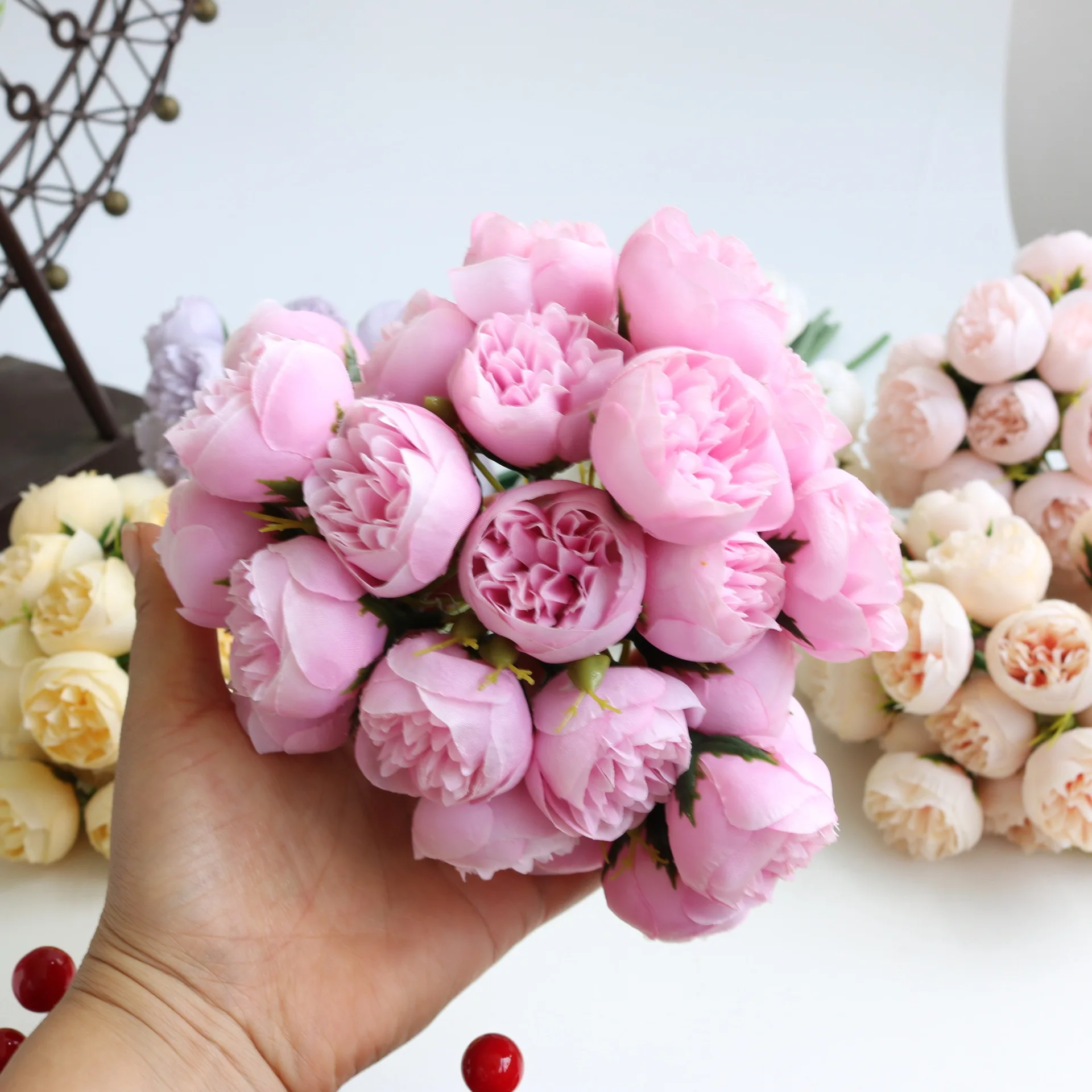 27head Artificial Tea Rose Bouquet Raffiza Fake Flower Wedding Hand