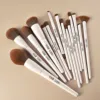 15pcs Makeup Brushes Custom Logo White Color Brown Hair Makeup  Brush Set Private Label Pro Beauty Tools Wholesale 5set/lot 1