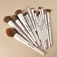 15pcs Makeup Brushes Custom Logo White Color Brown Hair Makeup  Brush Set Private Label Pro Beauty Tools Wholesale 5set/lot 1